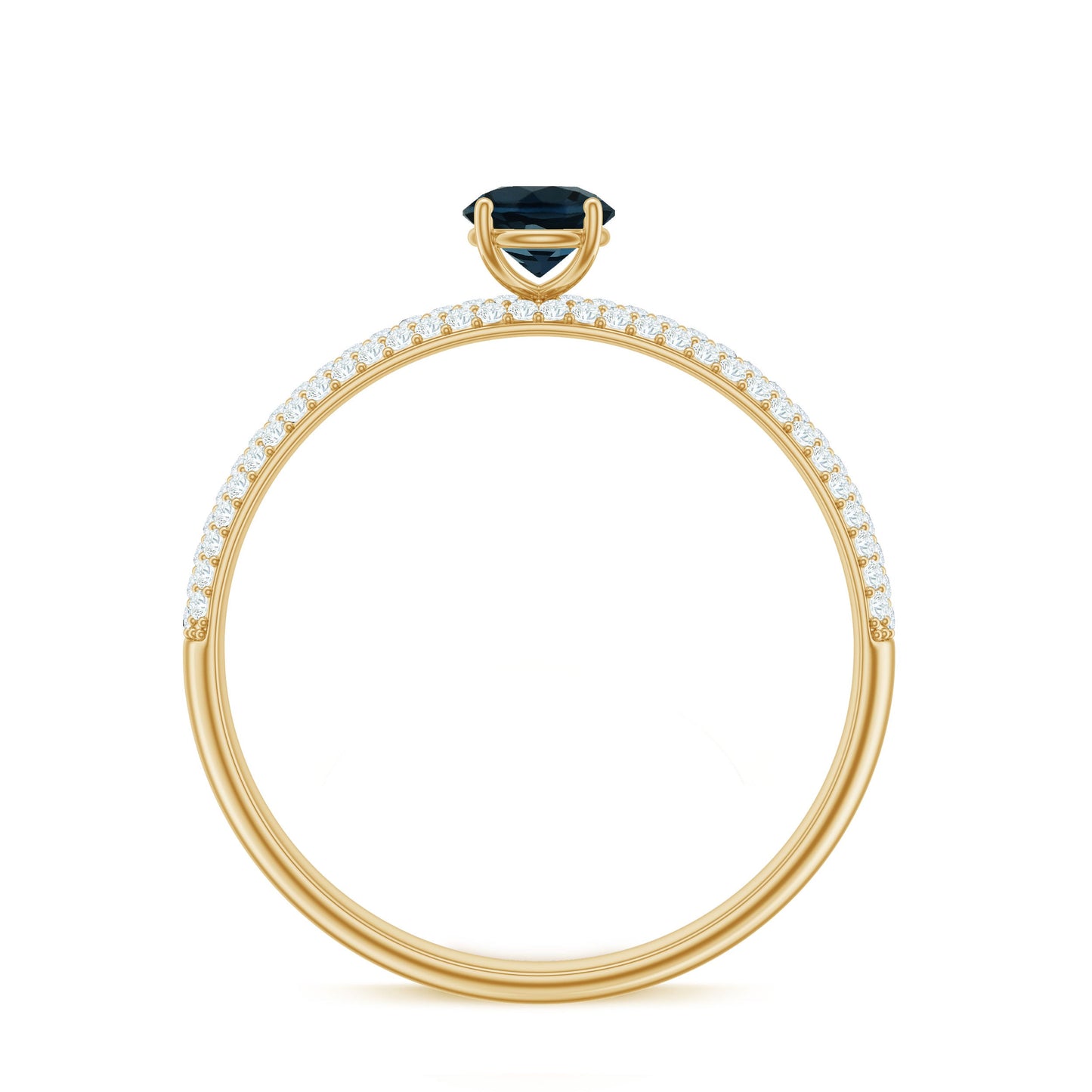 5mm London Blue Topaz Solitaire Promise Ring with Diamond
