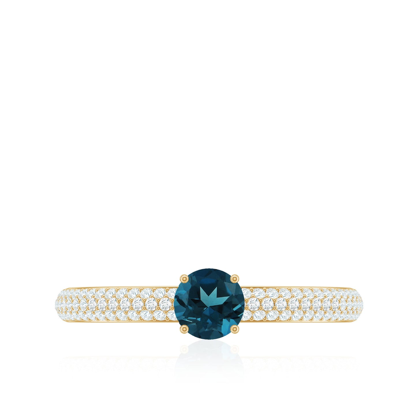 5mm London Blue Topaz Solitaire Promise Ring with Diamond