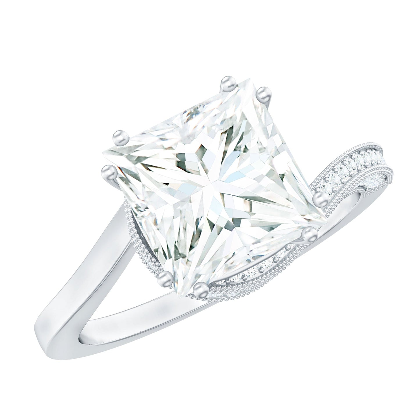 Designer Solitaire Cubic Zirconia Bypass Engagement Ring