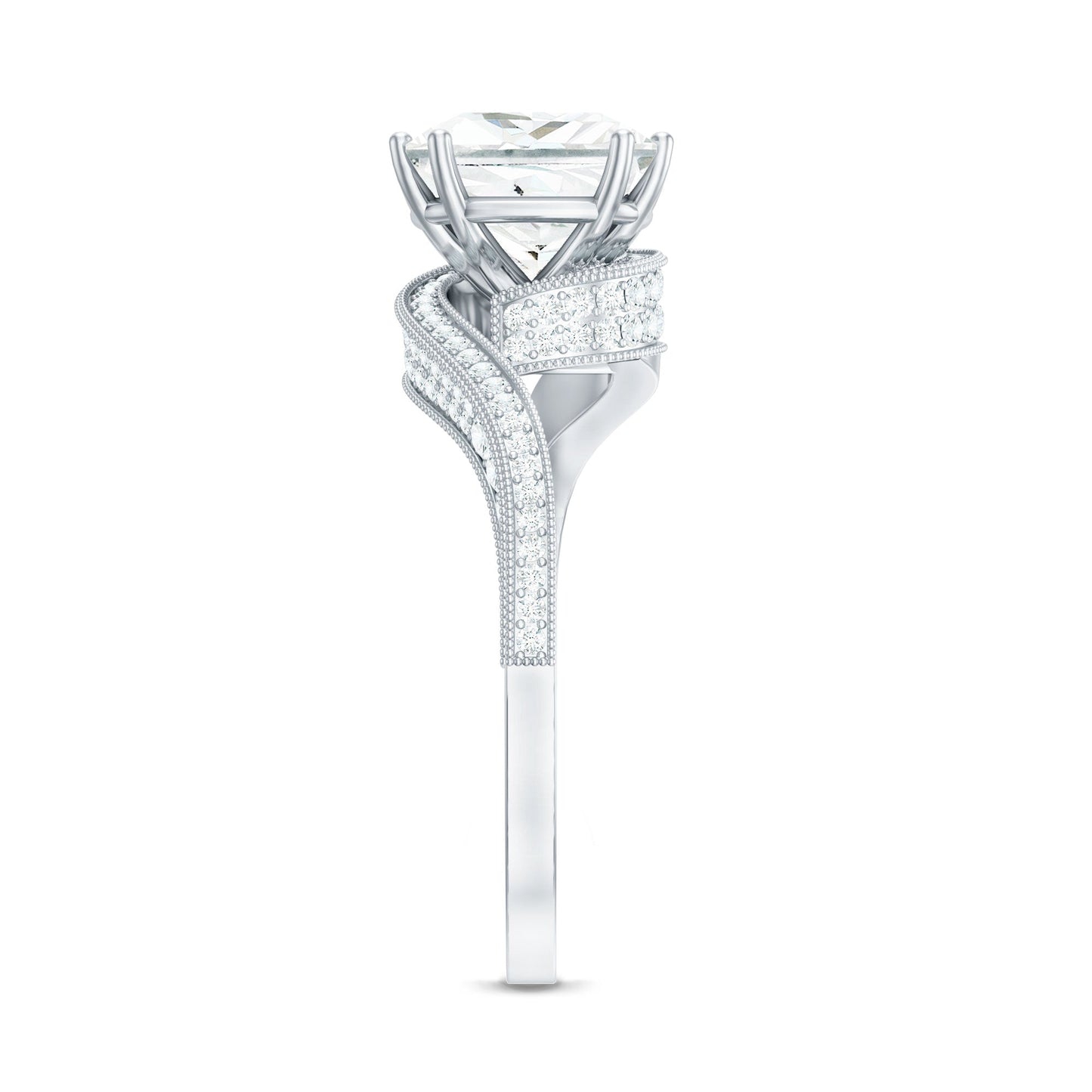 Designer Solitaire Cubic Zirconia Bypass Engagement Ring