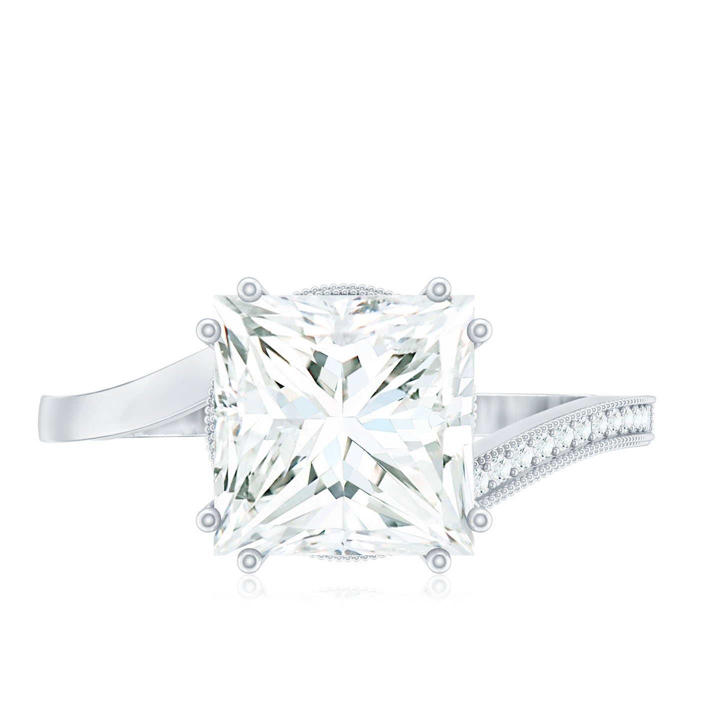 Designer Solitaire Cubic Zirconia Bypass Engagement Ring