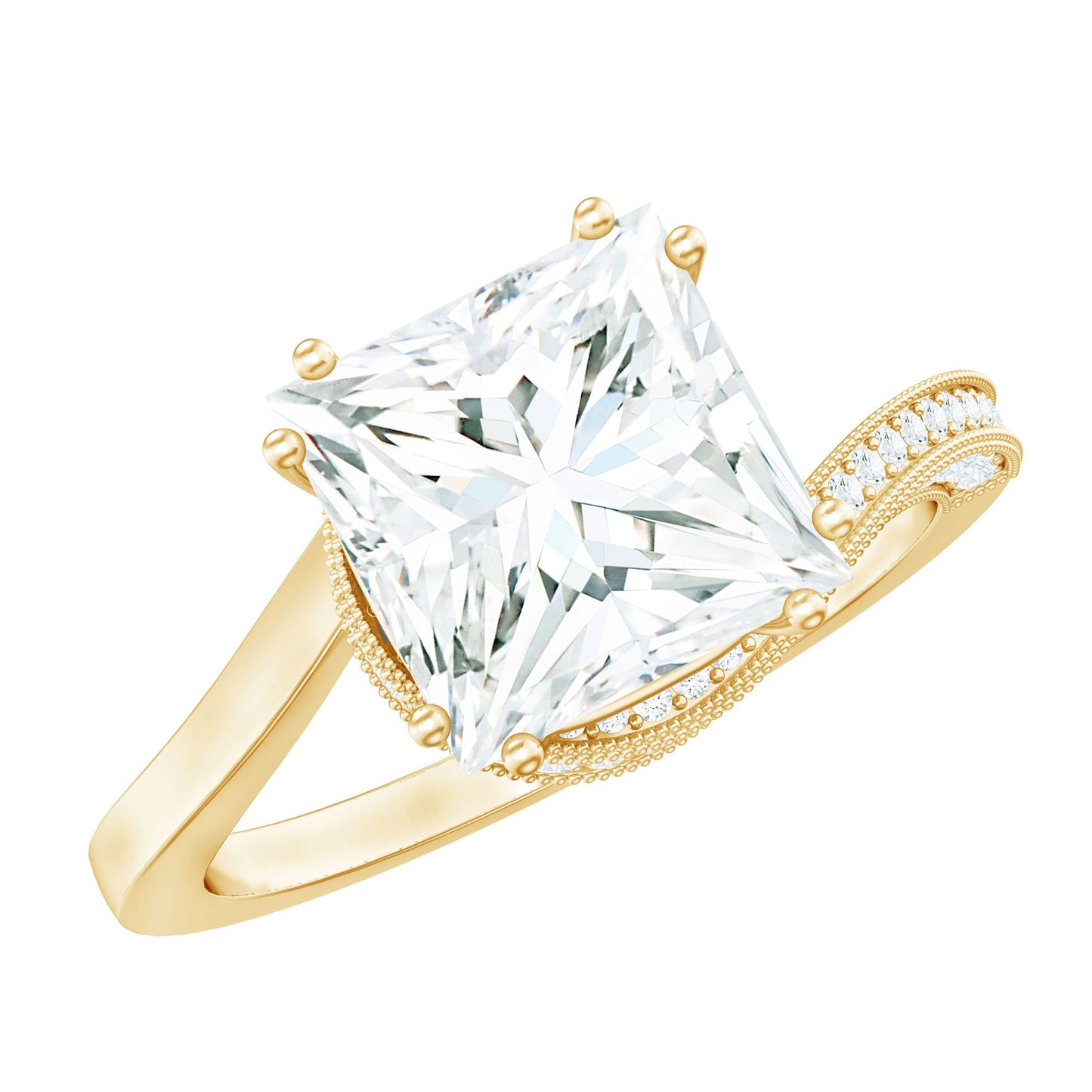 Designer Solitaire Cubic Zirconia Bypass Engagement Ring