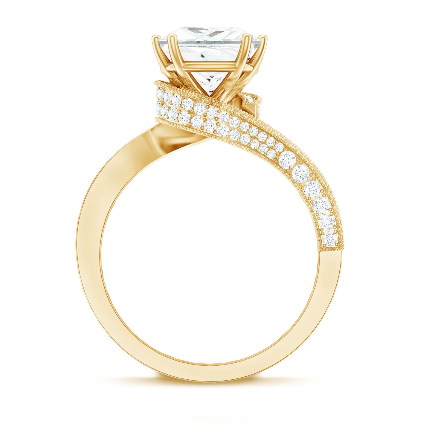 Designer Solitaire Cubic Zirconia Bypass Engagement Ring