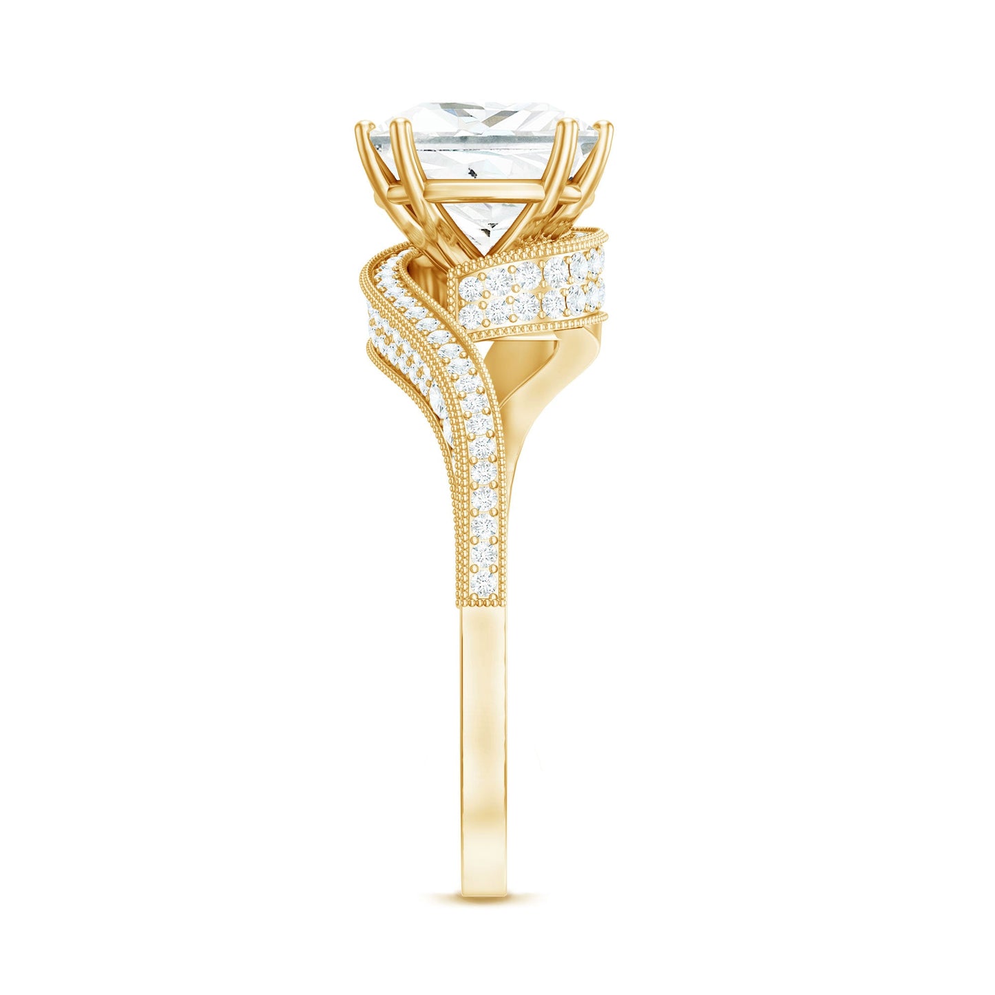 Designer Solitaire Cubic Zirconia Bypass Engagement Ring