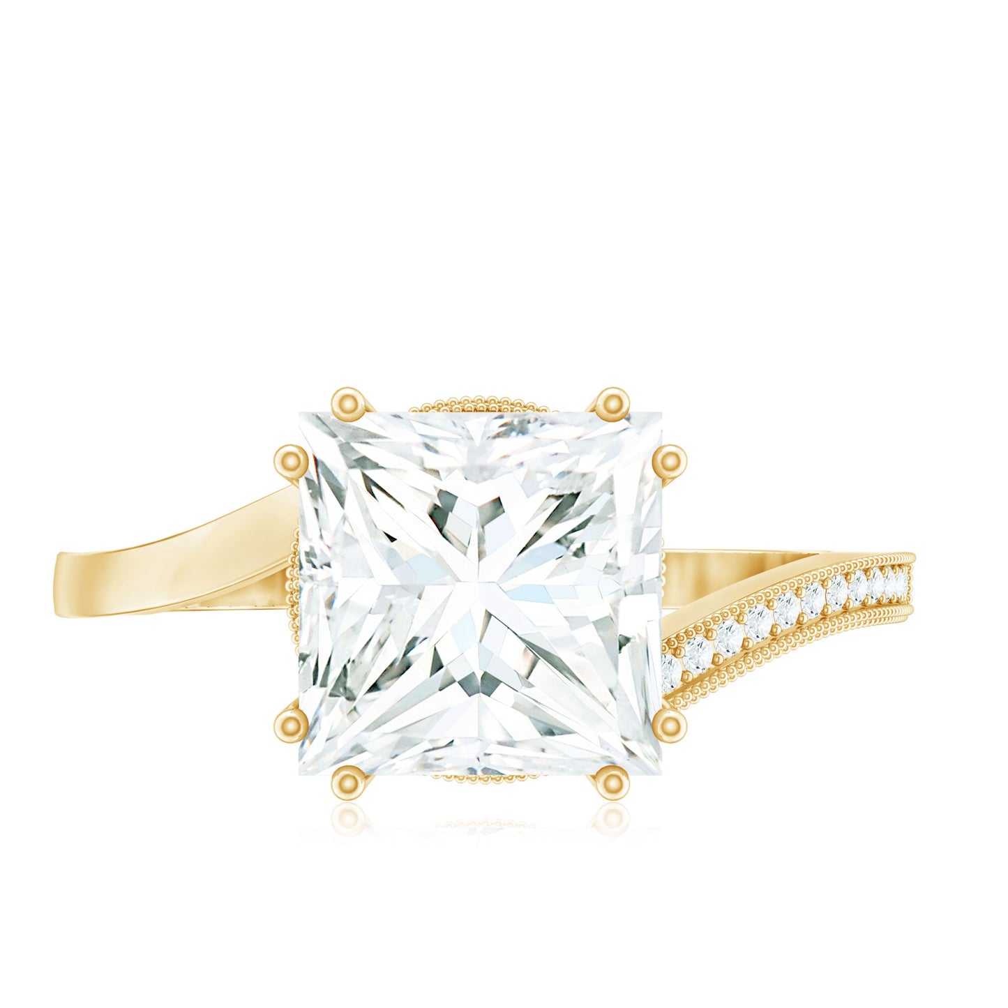Designer Solitaire Cubic Zirconia Bypass Engagement Ring