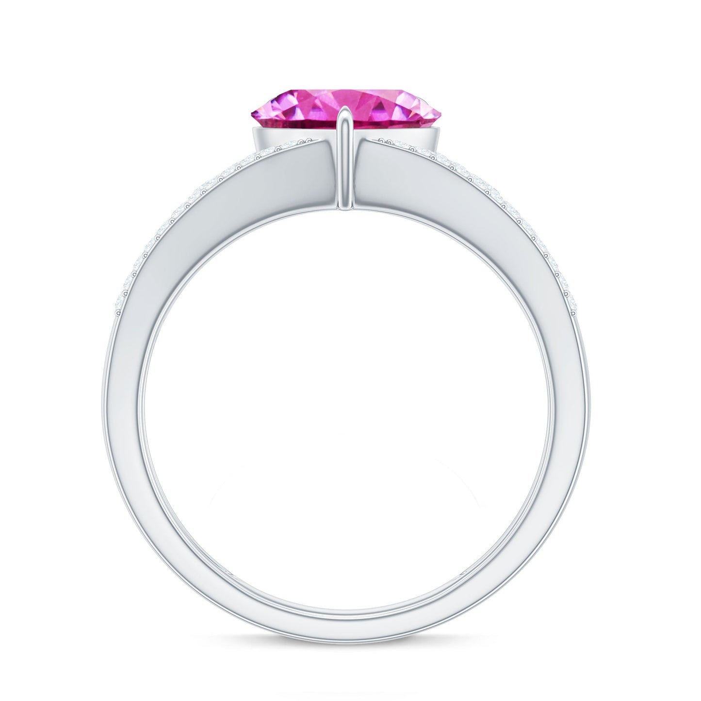 2 Carat Lab Created Pink Sapphire Heart Engagement Ring with Diamond