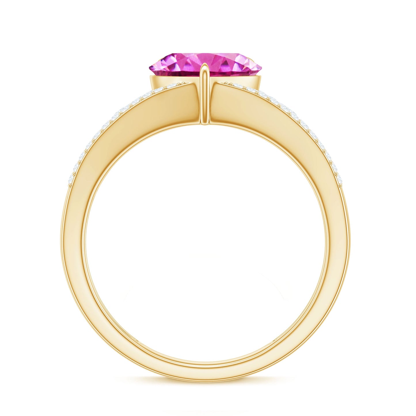 2 Carat Lab Created Pink Sapphire Heart Engagement Ring with Diamond
