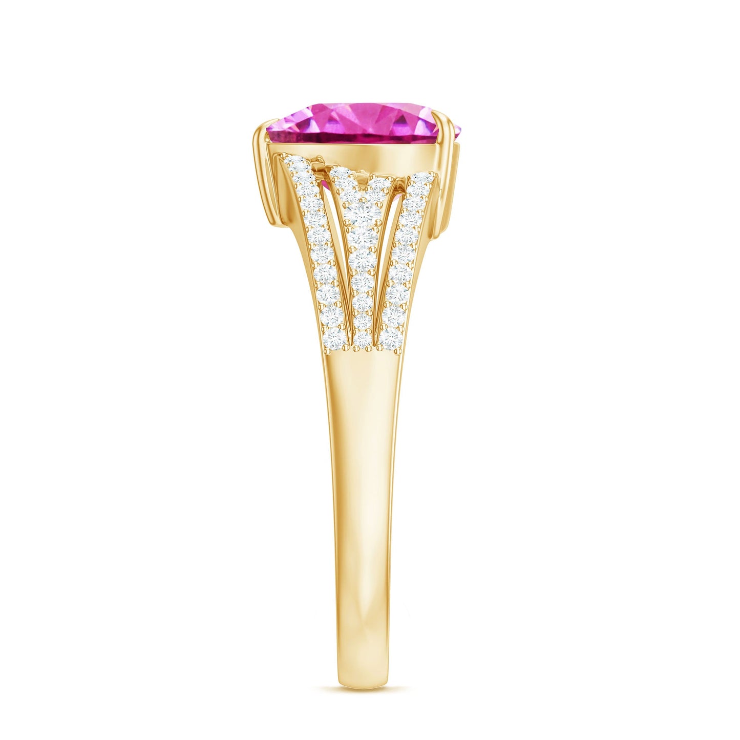 2 Carat Lab Created Pink Sapphire Heart Engagement Ring with Diamond