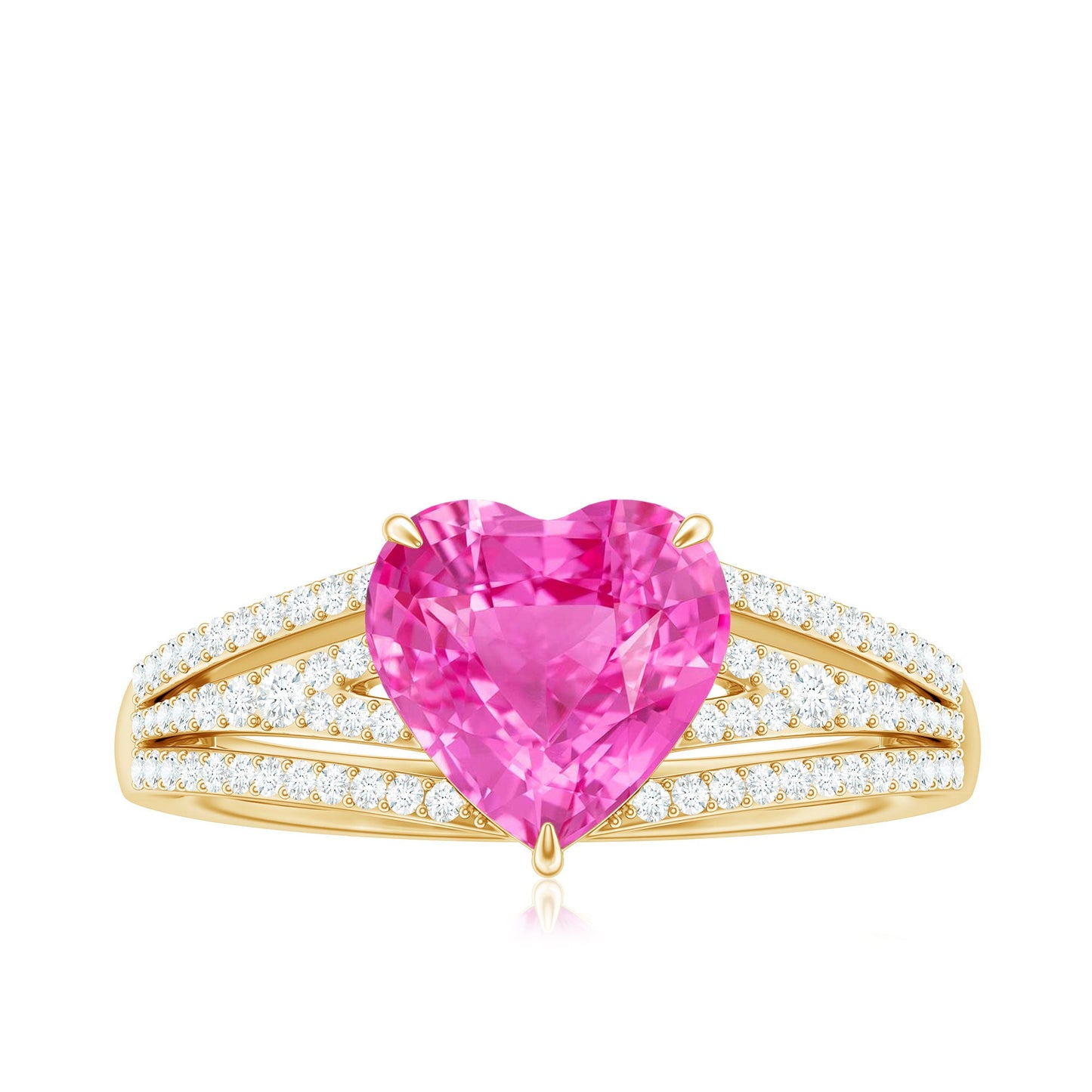 2 Carat Lab Created Pink Sapphire Heart Engagement Ring with Diamond