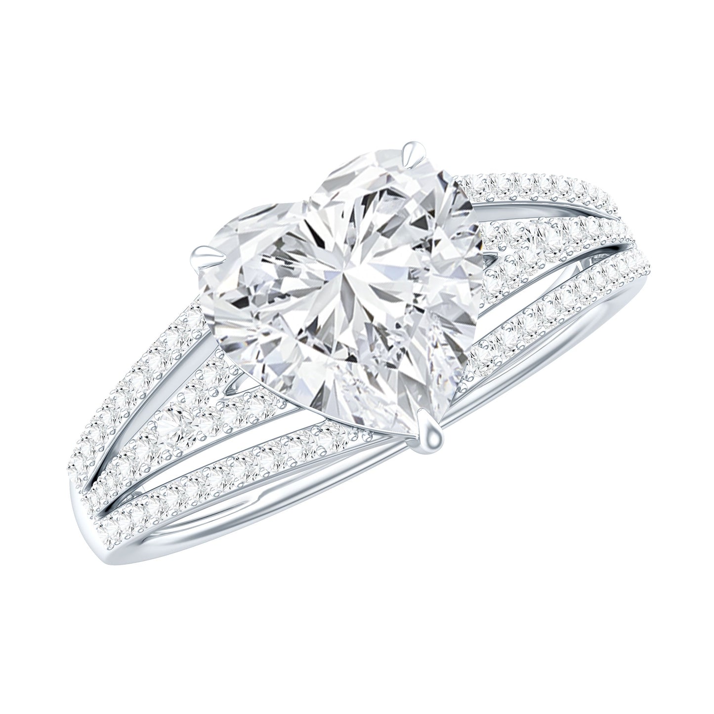 Certified Cubic Zirconia Heart Engagement Ring