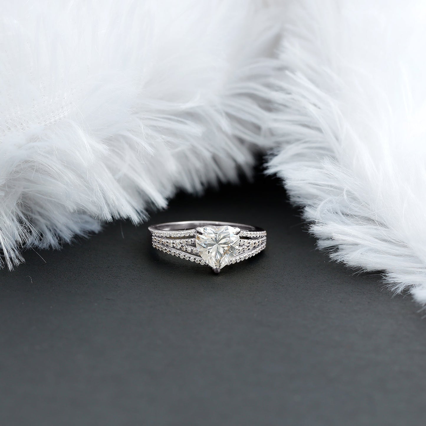 Certified Cubic Zirconia Heart Engagement Ring