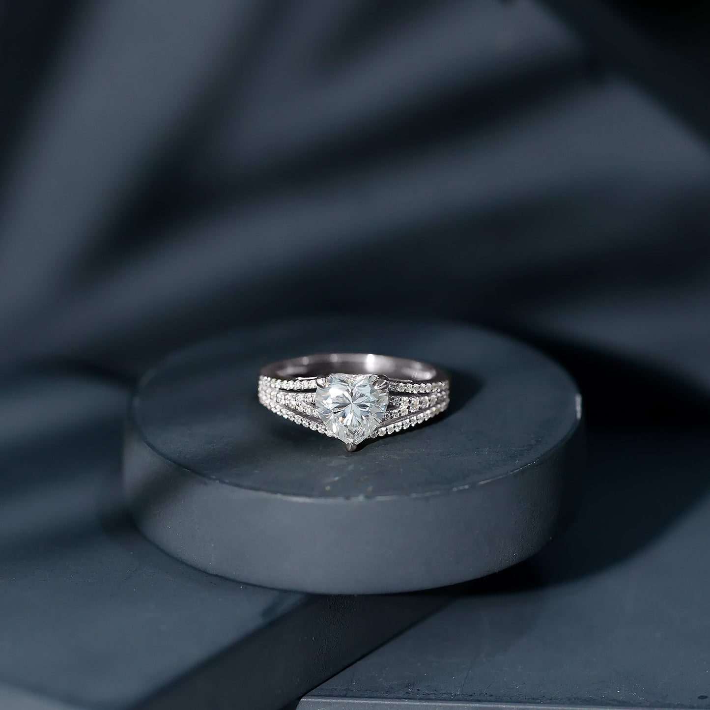Certified Cubic Zirconia Heart Engagement Ring