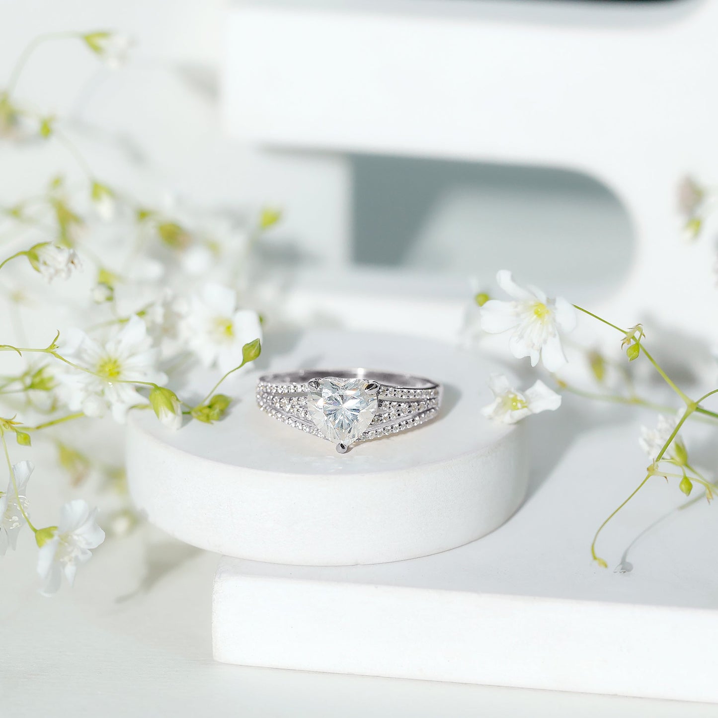 Certified Cubic Zirconia Heart Engagement Ring
