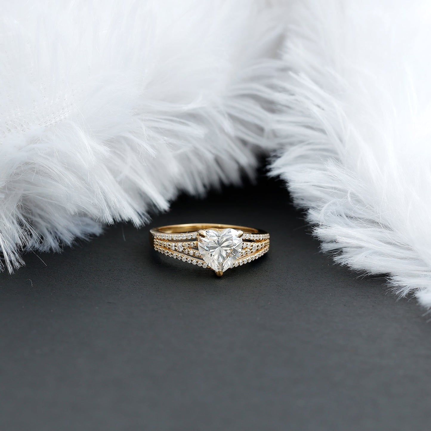 Certified Cubic Zirconia Heart Engagement Ring