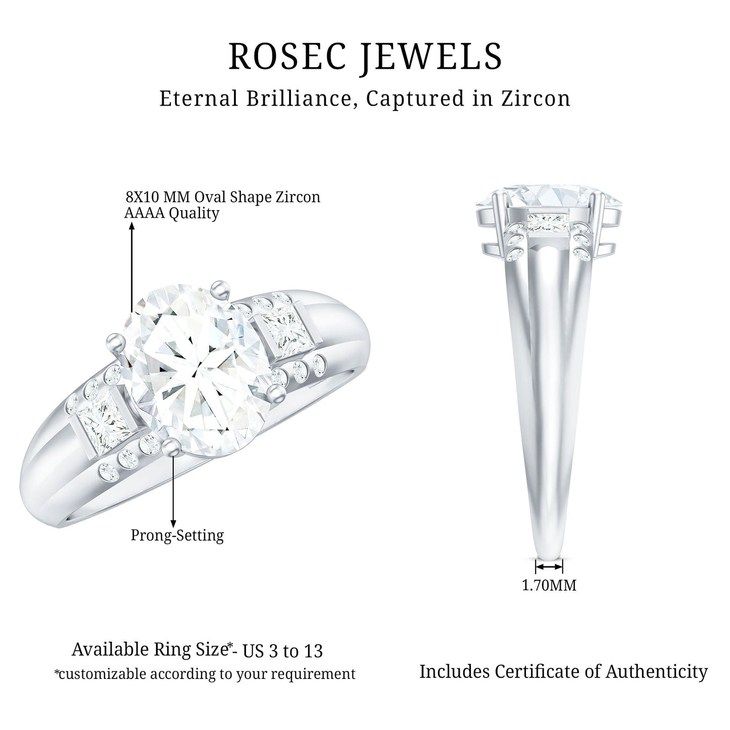 Oval Cubic Zirconia Solitaire Engagement Ring