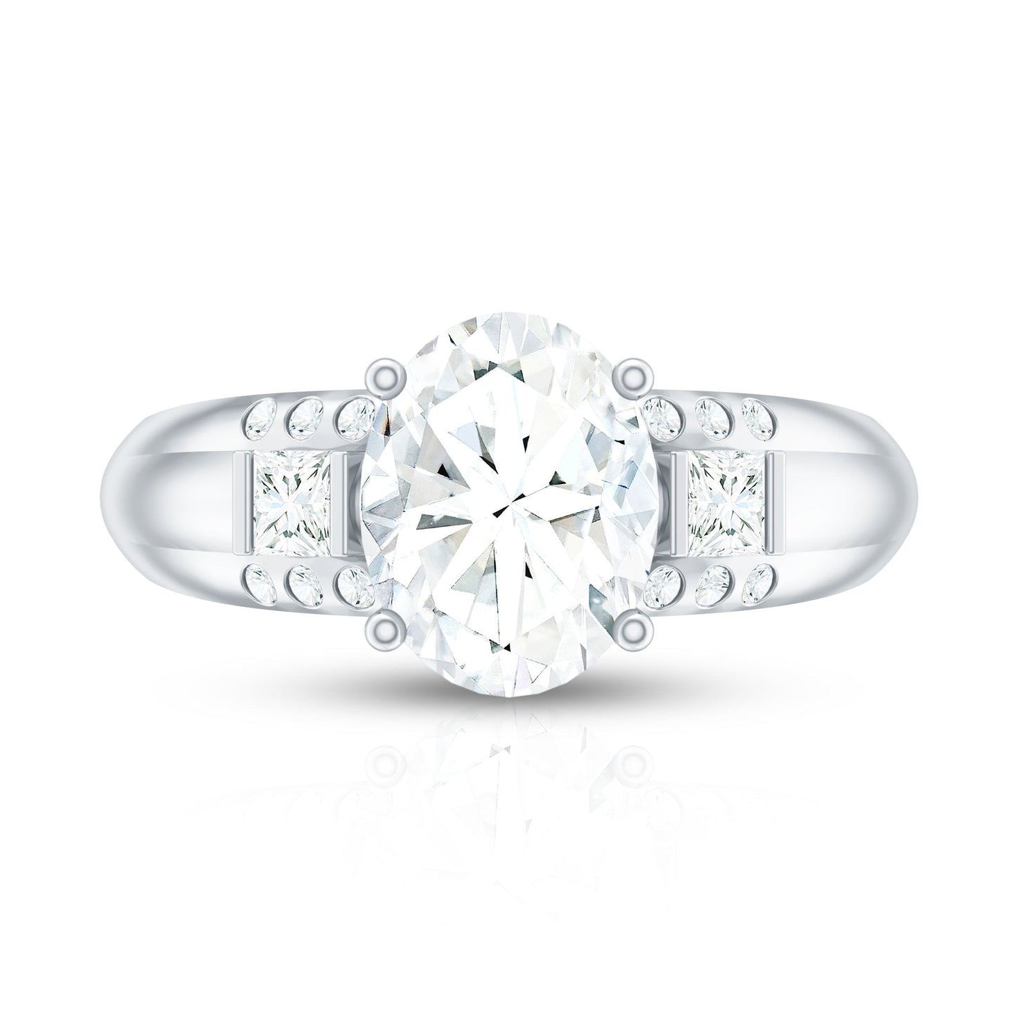 Oval Cubic Zirconia Solitaire Engagement Ring