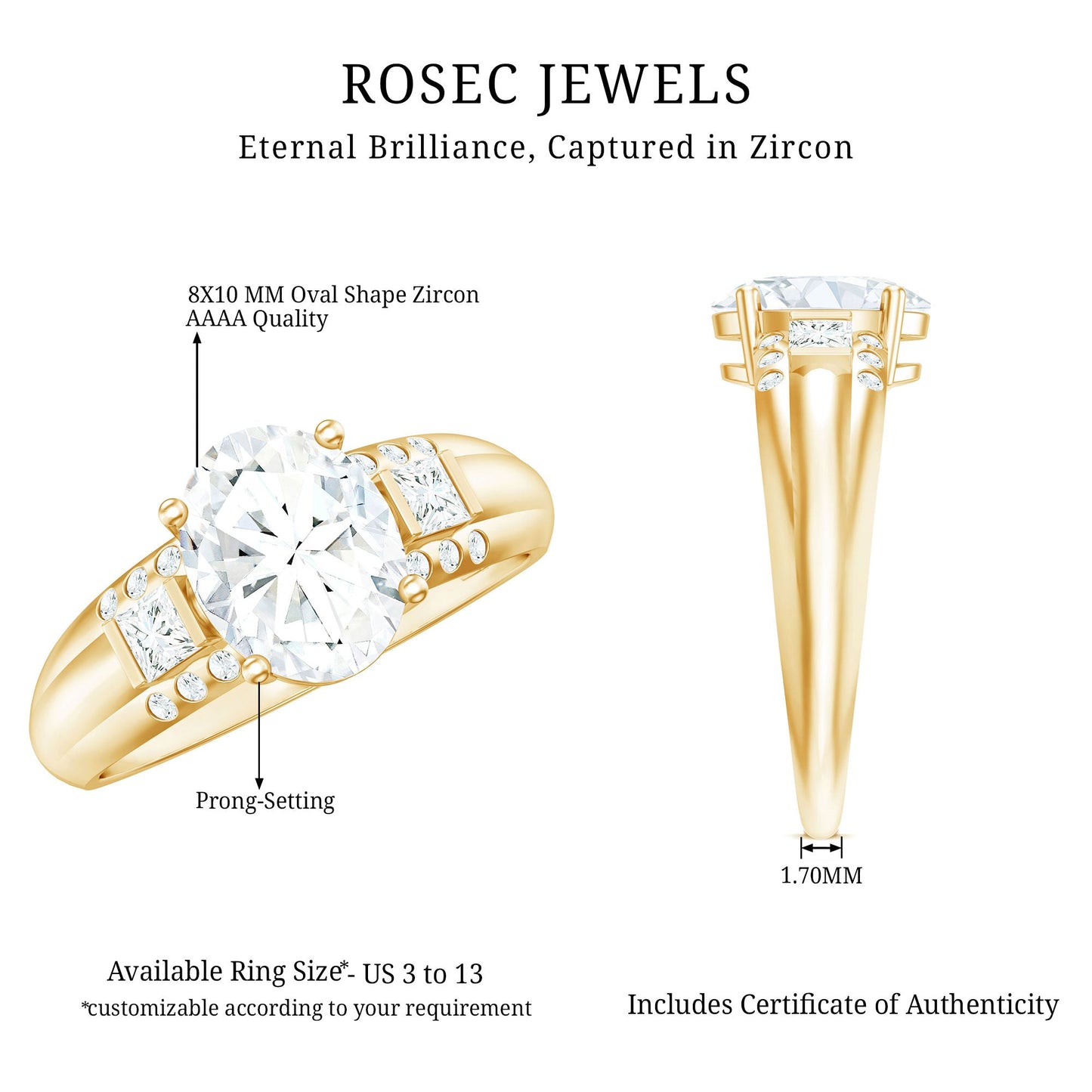 Oval Cubic Zirconia Solitaire Engagement Ring