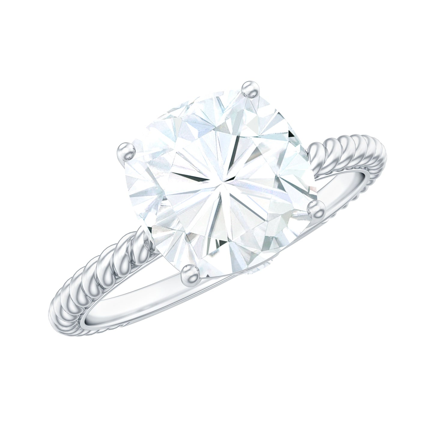 Cushion Cut Cubic Zirconia Solitaire Engagement Ring