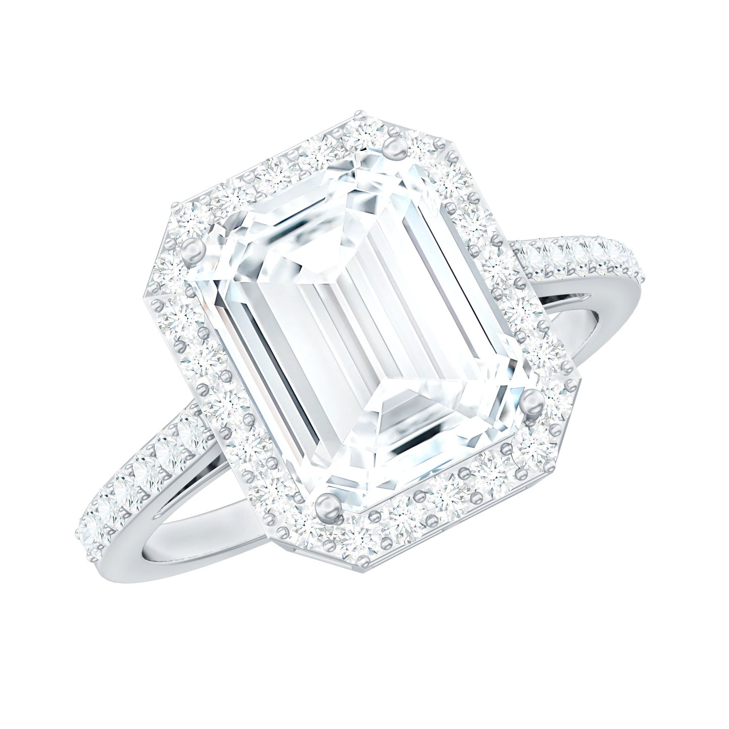 Emerald Cut Cubic Zirconia Statement Engagement Ring