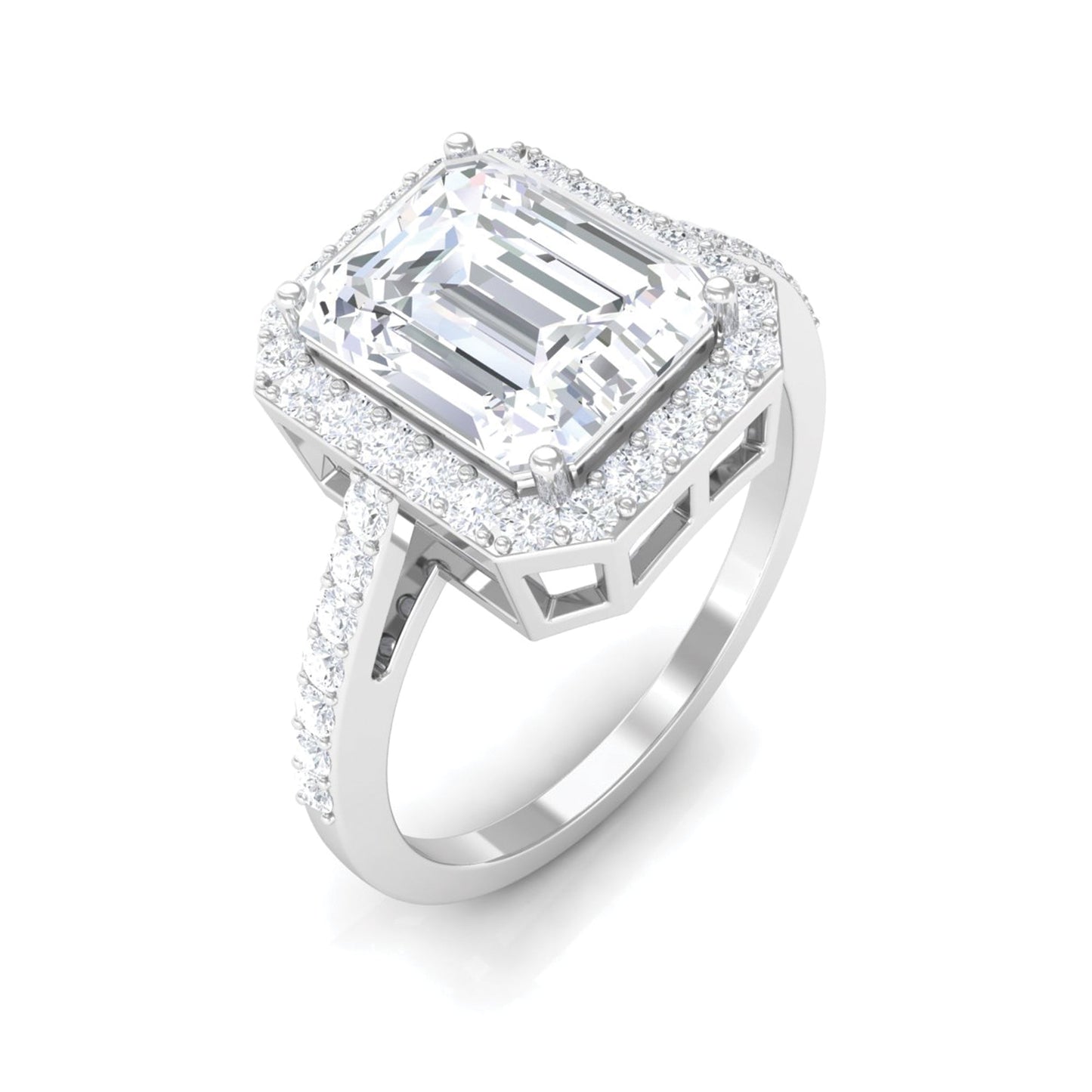 Emerald Cut Cubic Zirconia Statement Engagement Ring