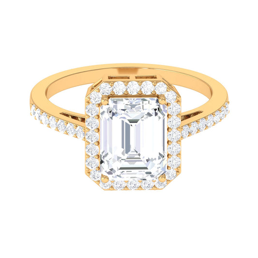 Emerald Cut Cubic Zirconia Statement Engagement Ring
