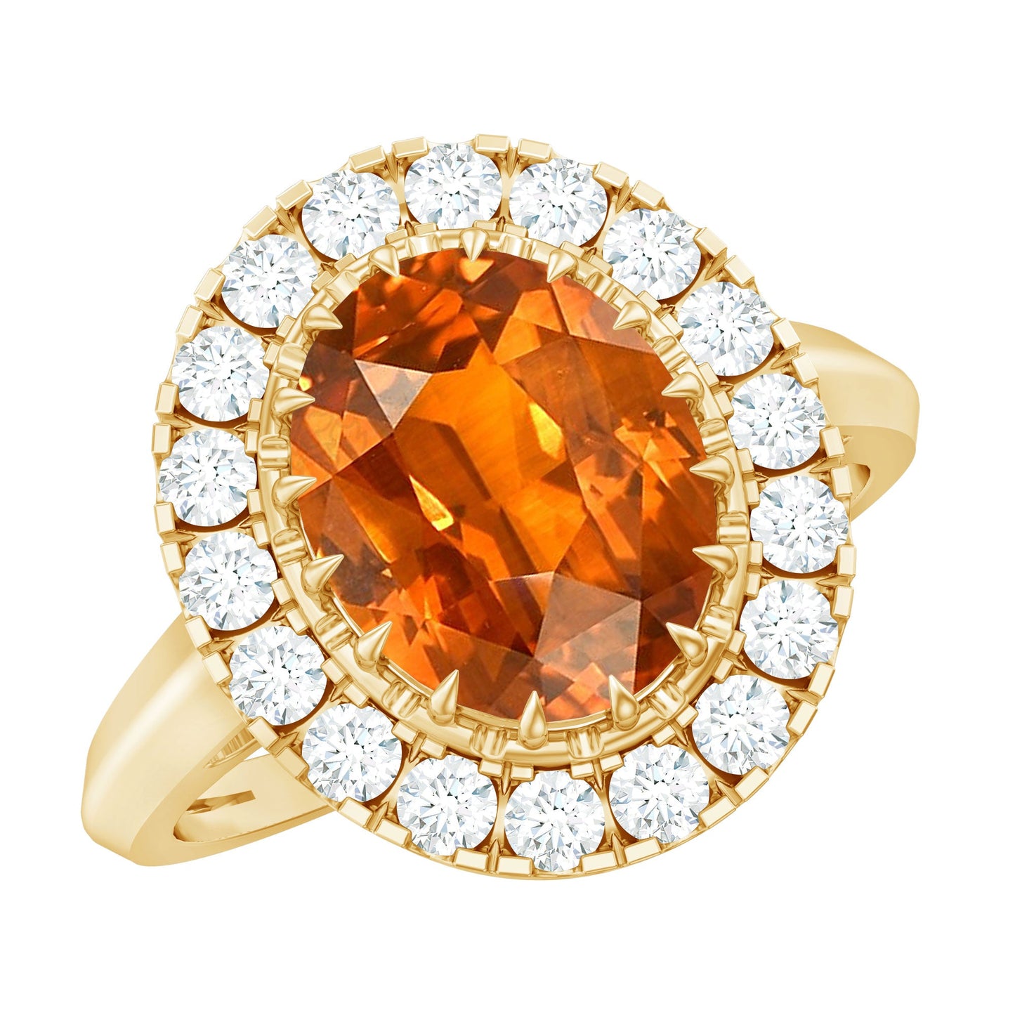Certified 4 Carat Lab Grown Orange Sapphire Huge Engagement Ring with Halo