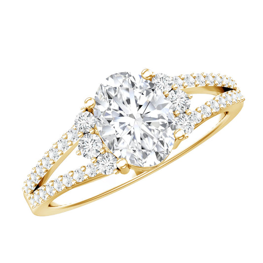 Solitaire Cubic Zirconia Oval Engagement Ring with Side Stones
