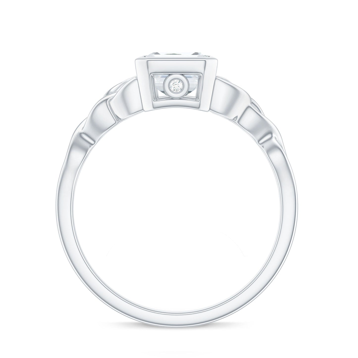 Emerald Cut Zircon Celtic Solitaire Engagement Ring