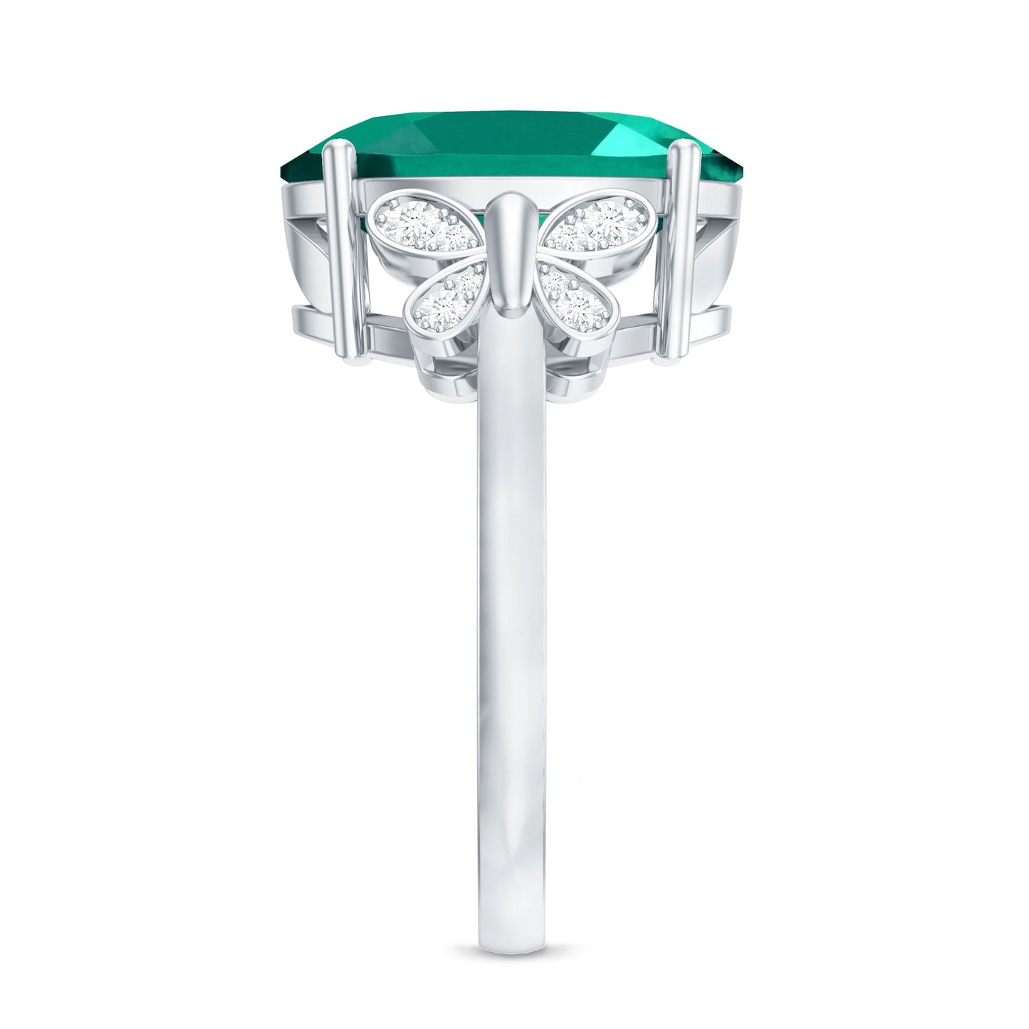 Certified 10X14 mm Lab Grown Emerald Statement Engagement Ring with Diamond
