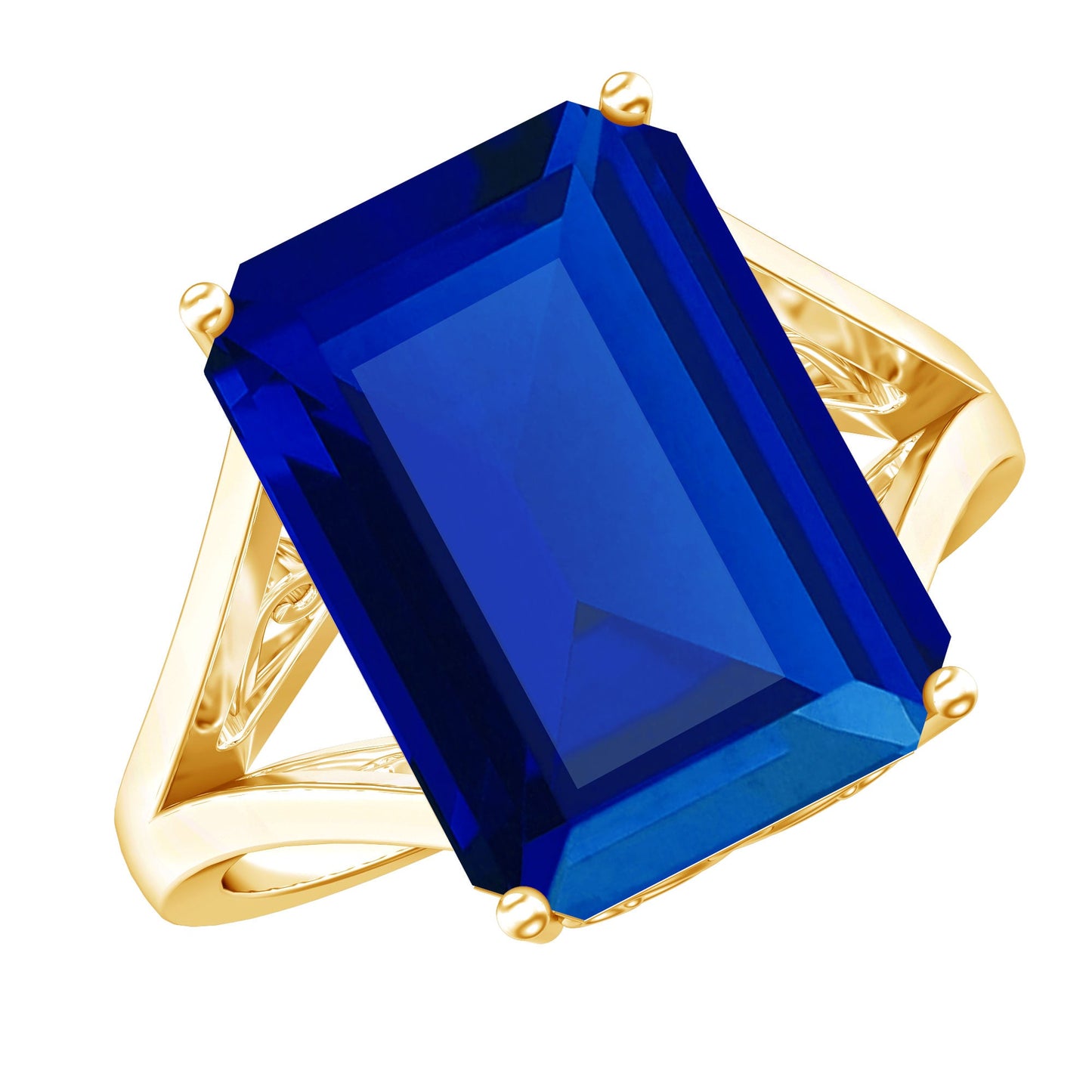 Emerald Cut 9 Carat Lab Created Blue Sapphire Engagement Ring for Women