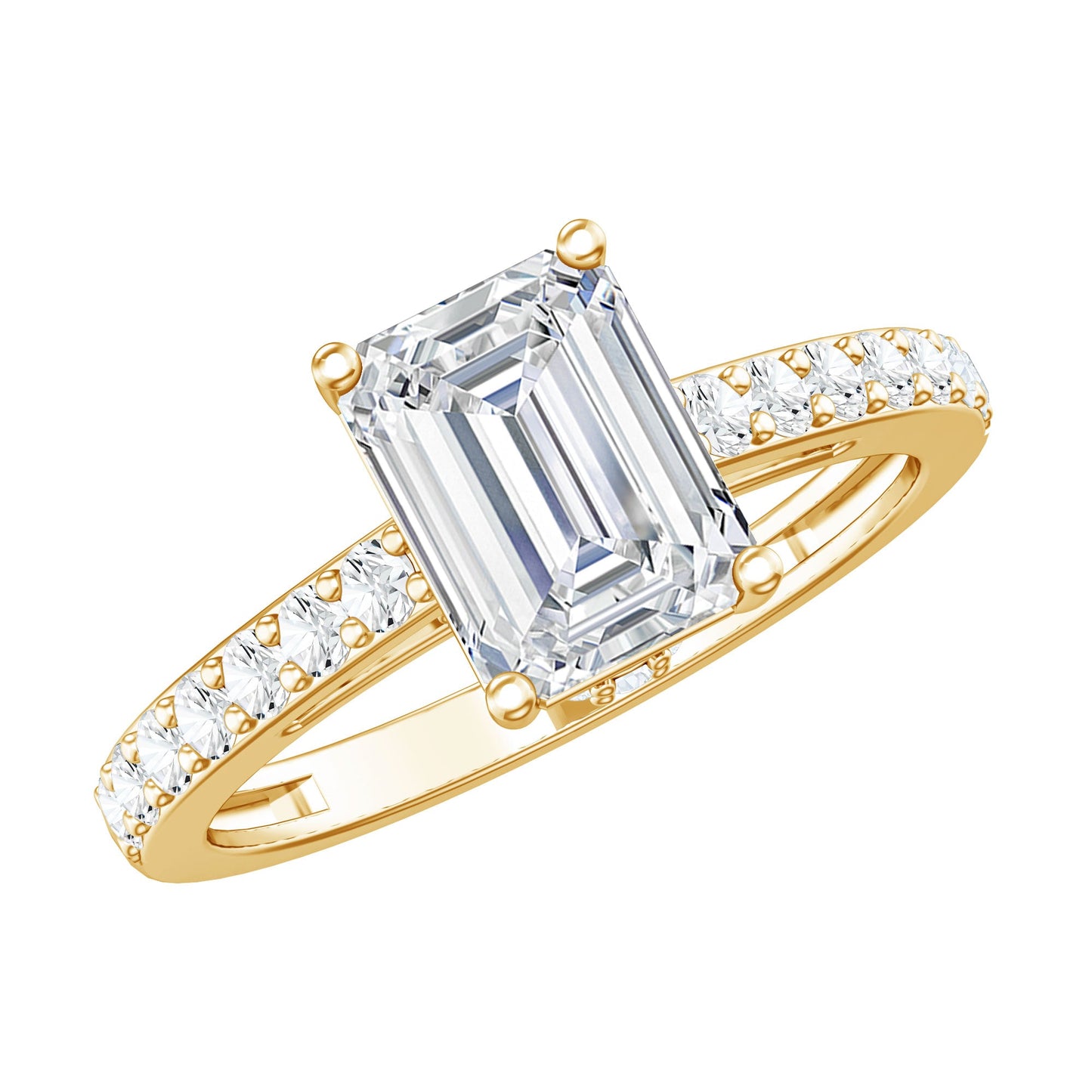 Diamond Emerald Cut Engagement Ring With Hidden Halo