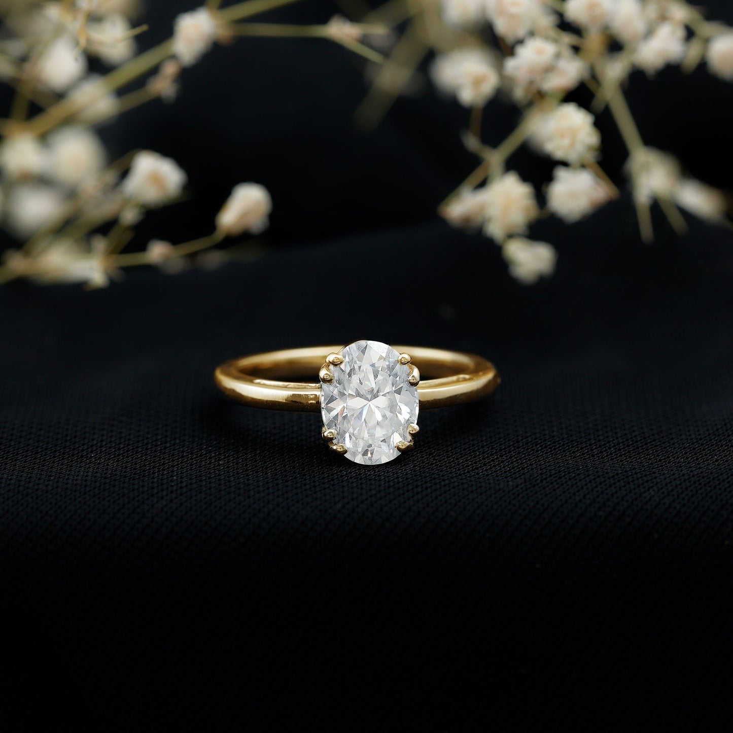 4 Prong Oval Cut Lab Grown Diamond Engagement Ring