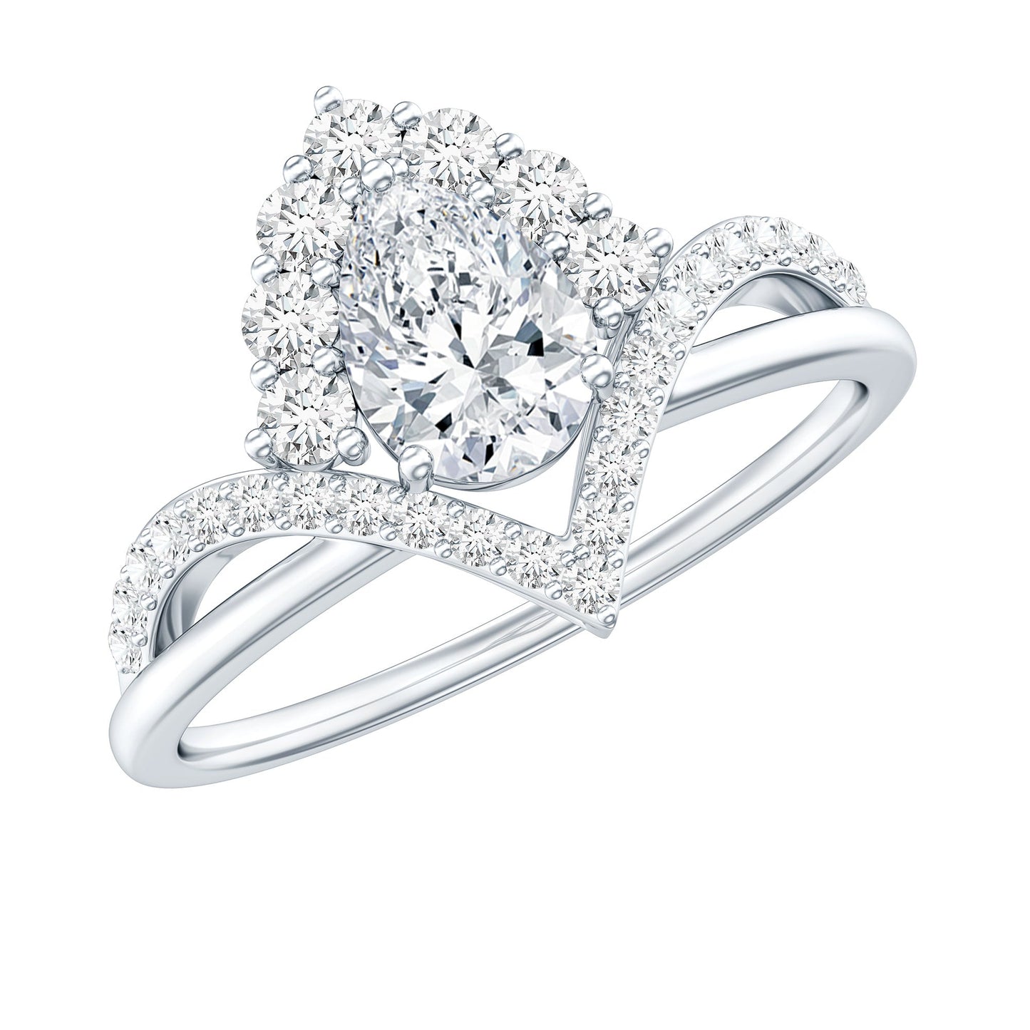 Pear Cut 5X7MM Lab Grown Diamond Designer Engagement Ring