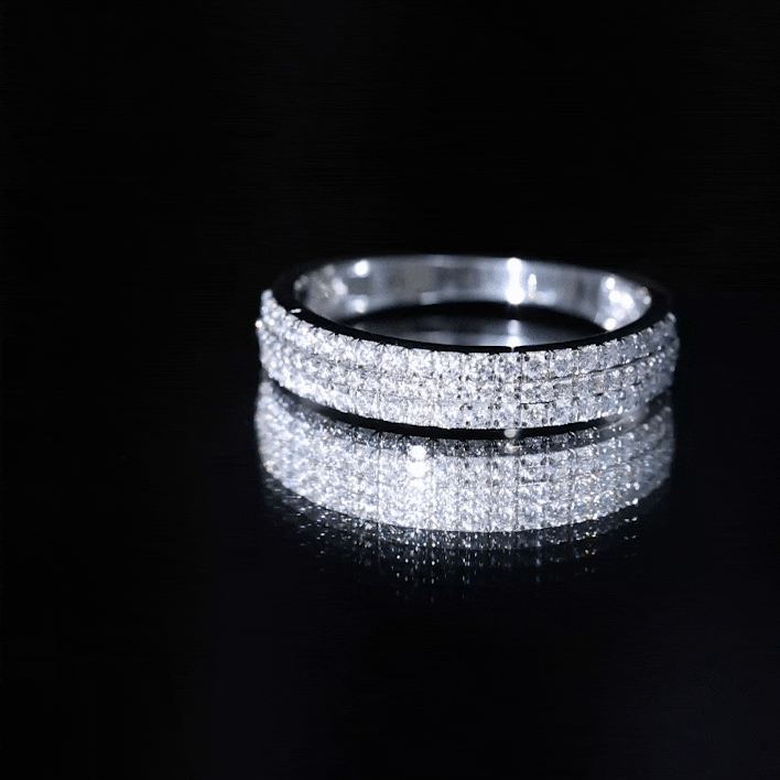 Certified Lab Grown Diamond 3 Row Wedding Band