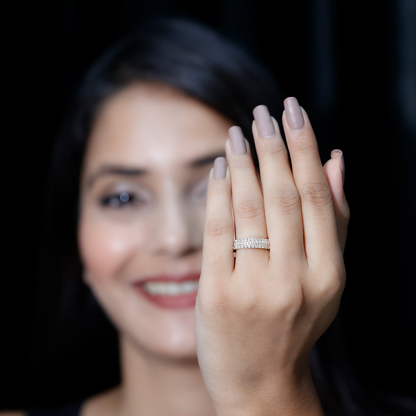 Certified Lab Grown Diamond 3 Row Wedding Band