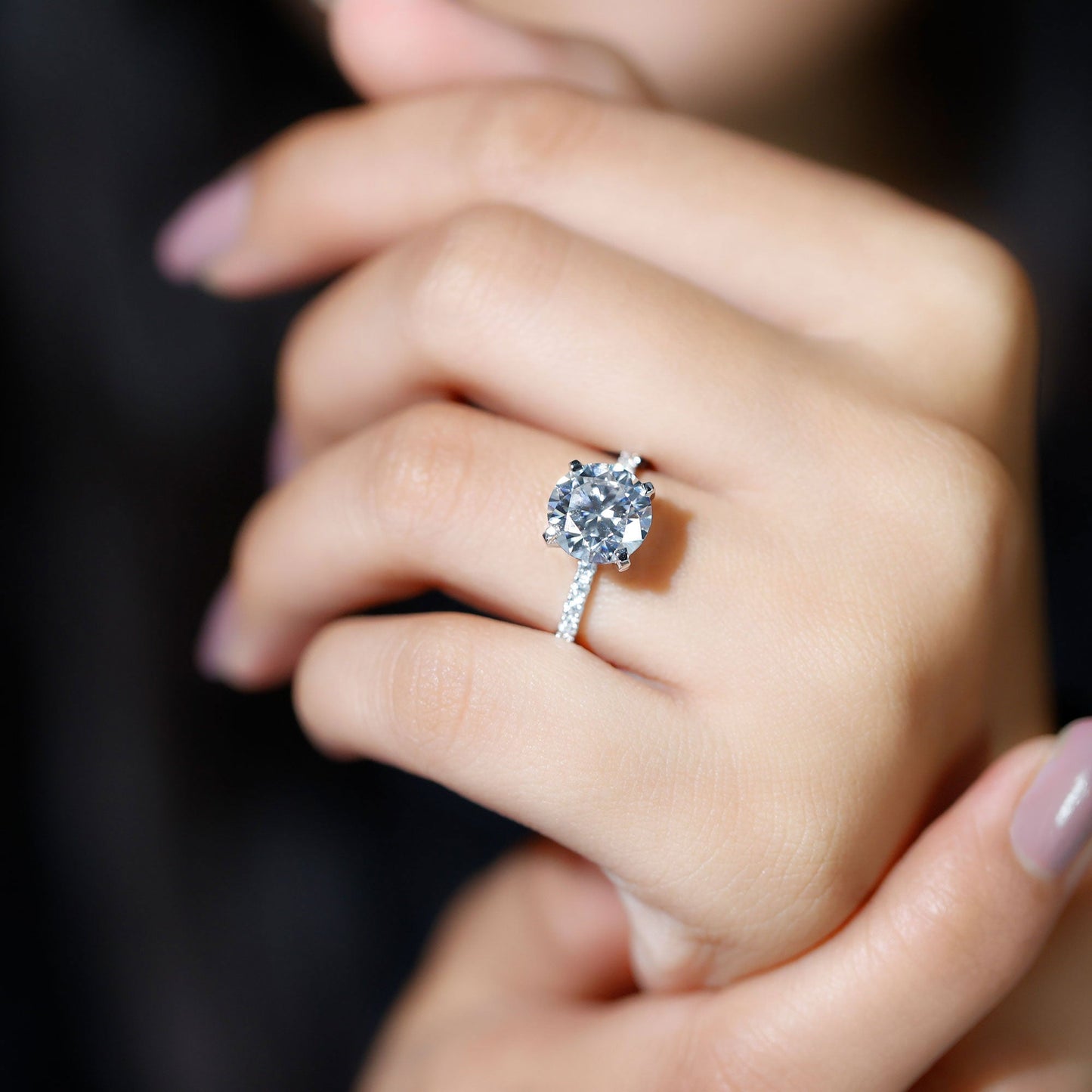 Certified 9 MM Lab Grown Solitaire Diamond Engagement Ring