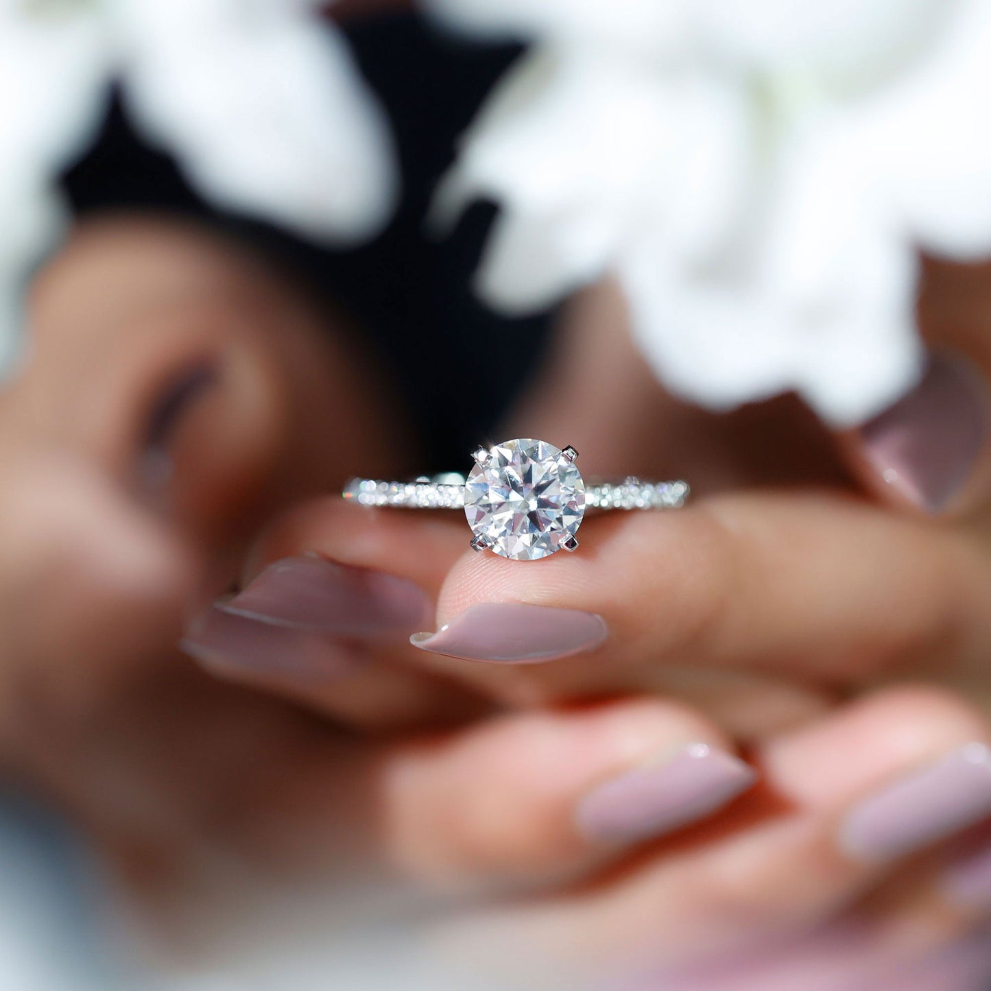 Certified 9 MM Lab Grown Solitaire Diamond Engagement Ring