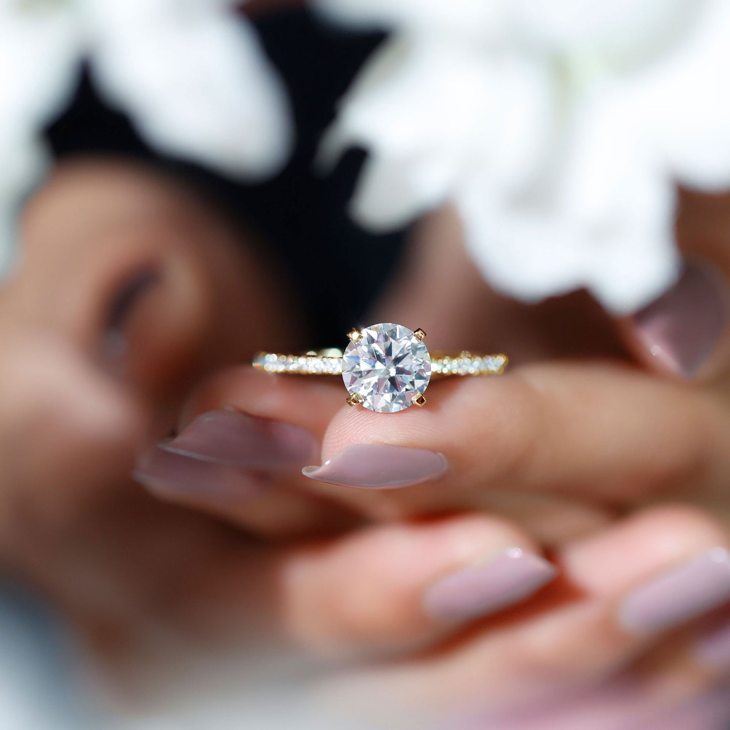 Certified 9 MM Lab Grown Solitaire Diamond Engagement Ring