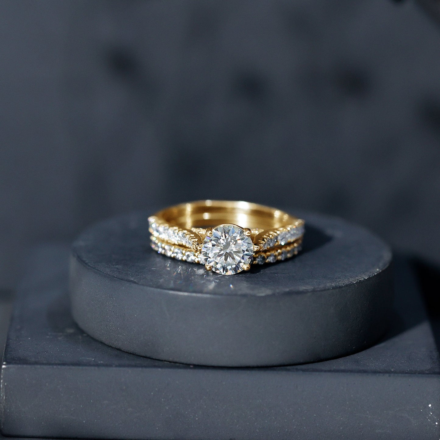 Certified 8 mm Round Lab Grown Diamond Wedding Engagement Ring Set