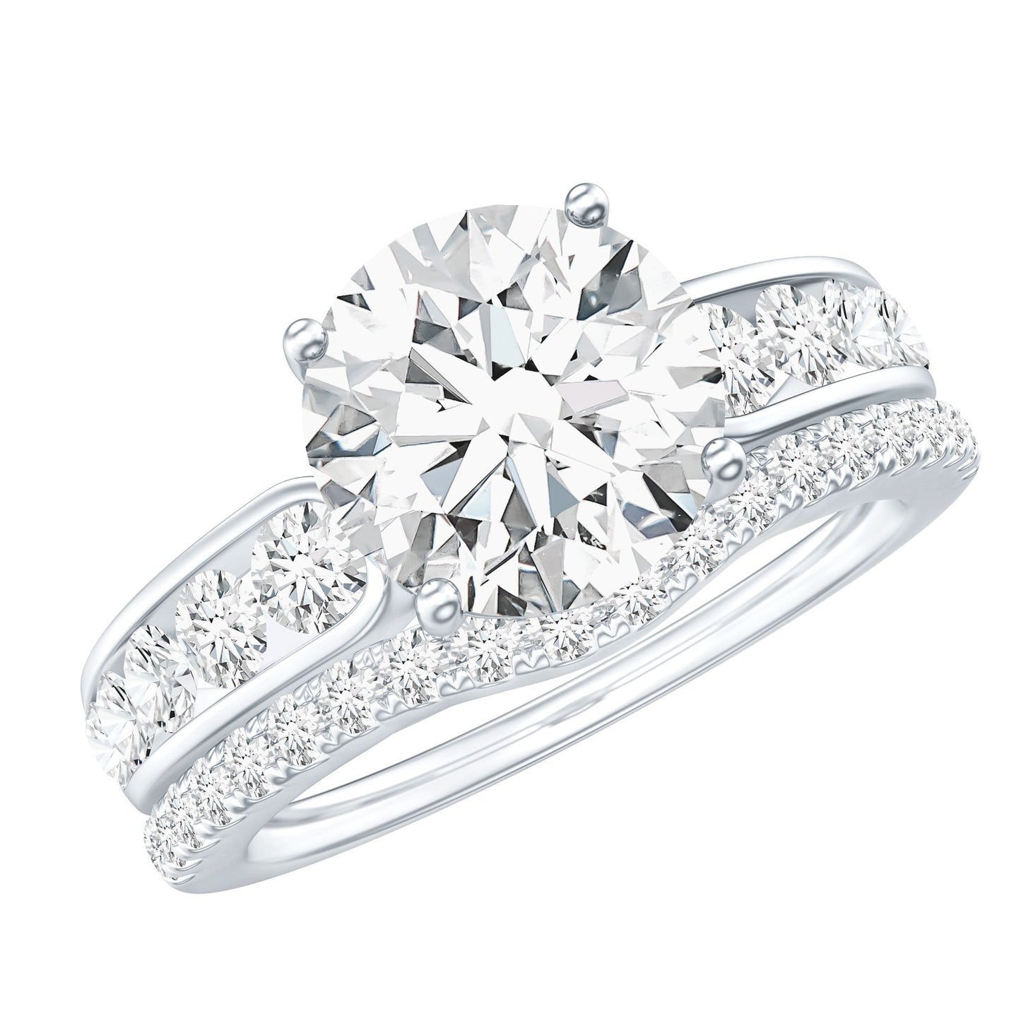 Certified Lab Diamond 8 MM Round Engagement Ring with Enhancer