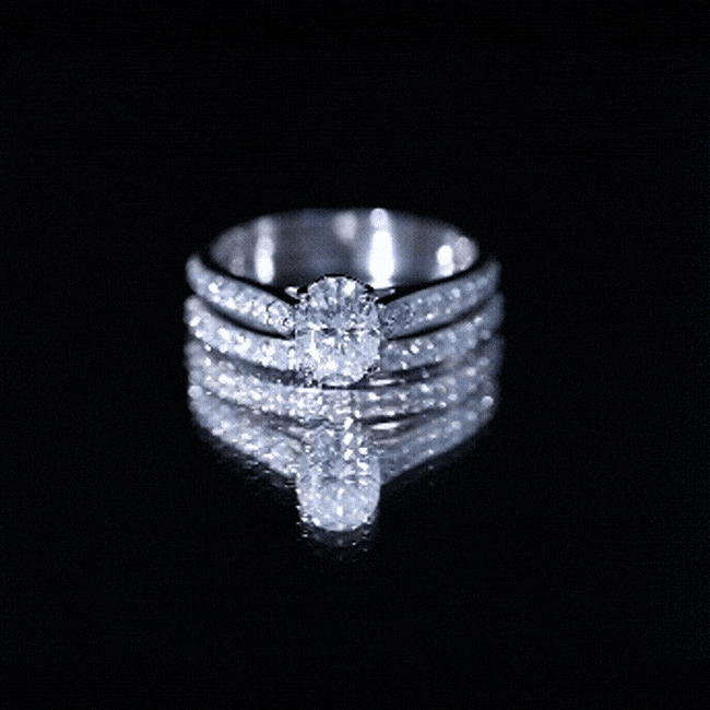 6X8 MM Oval Lab Created Diamond Solitaire Engagement Ring Set for Women