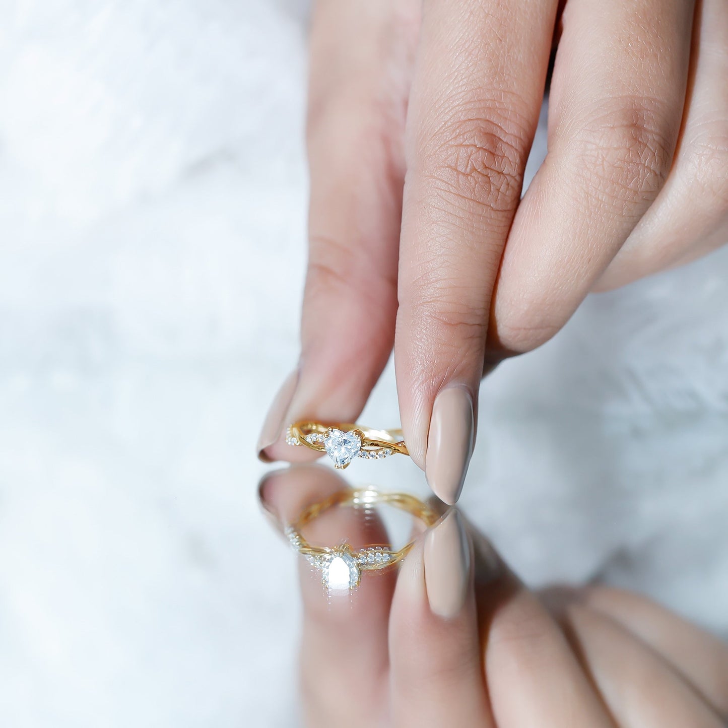 5 MM Heart Shaped Diamond Ring For Women