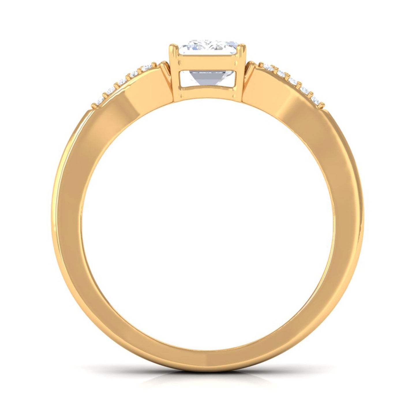 Emerald Cut Lab Diamond Engagement Ring With Split Shank Ring