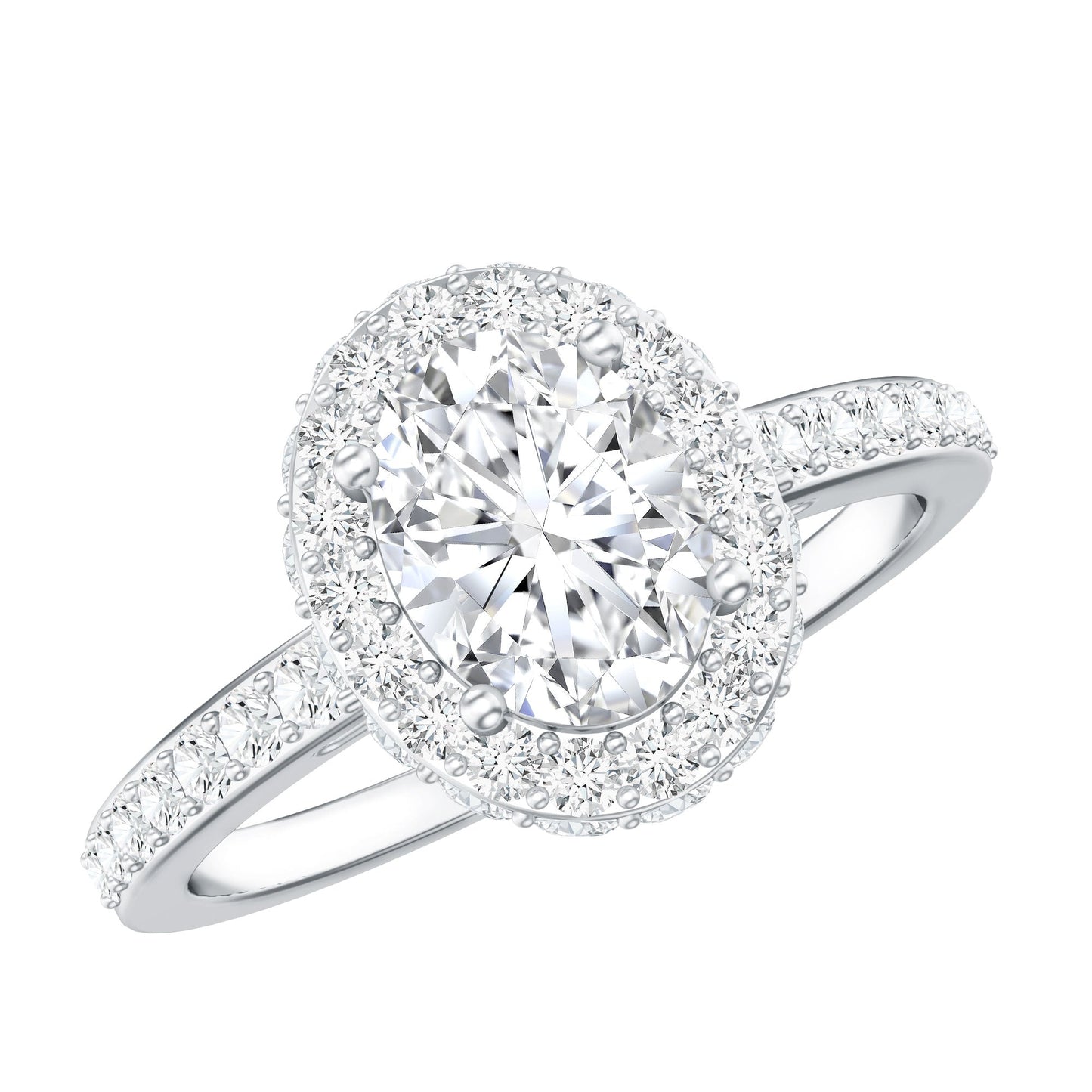 Certified 6X8 mm Lab Grown Diamond Oval Shape Engagement Ring