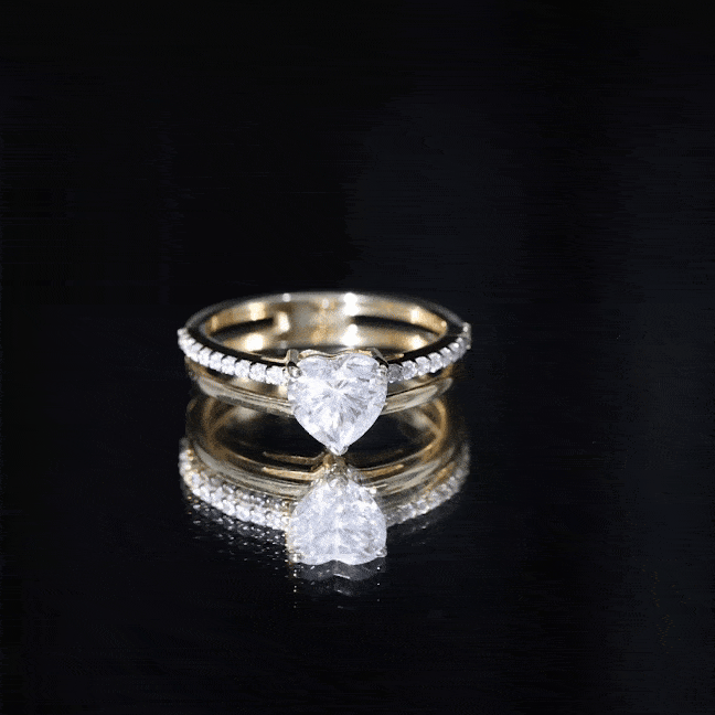 7 MM Heart Shape Lab Grown Diamond Double Band Solitaire Ring