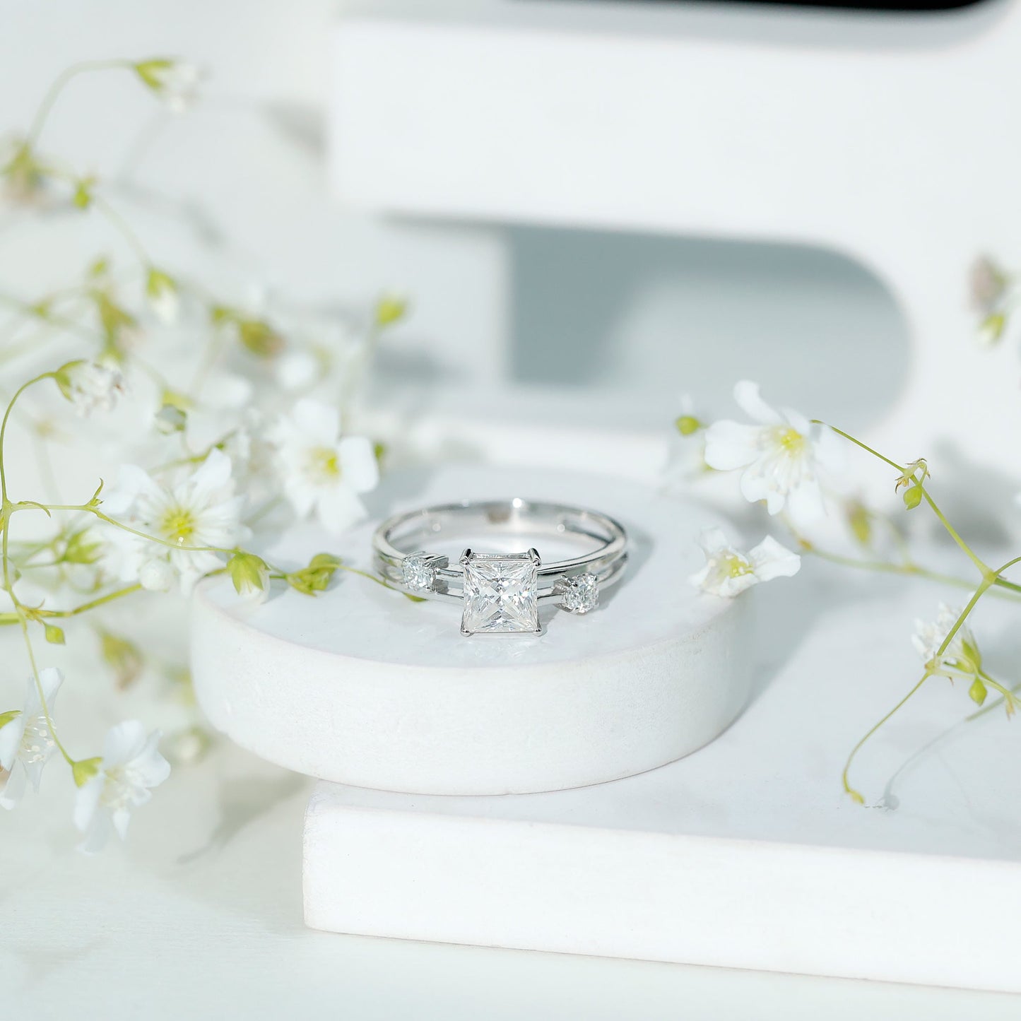 Princess Cut Lab Grown Diamond Double Band Ring