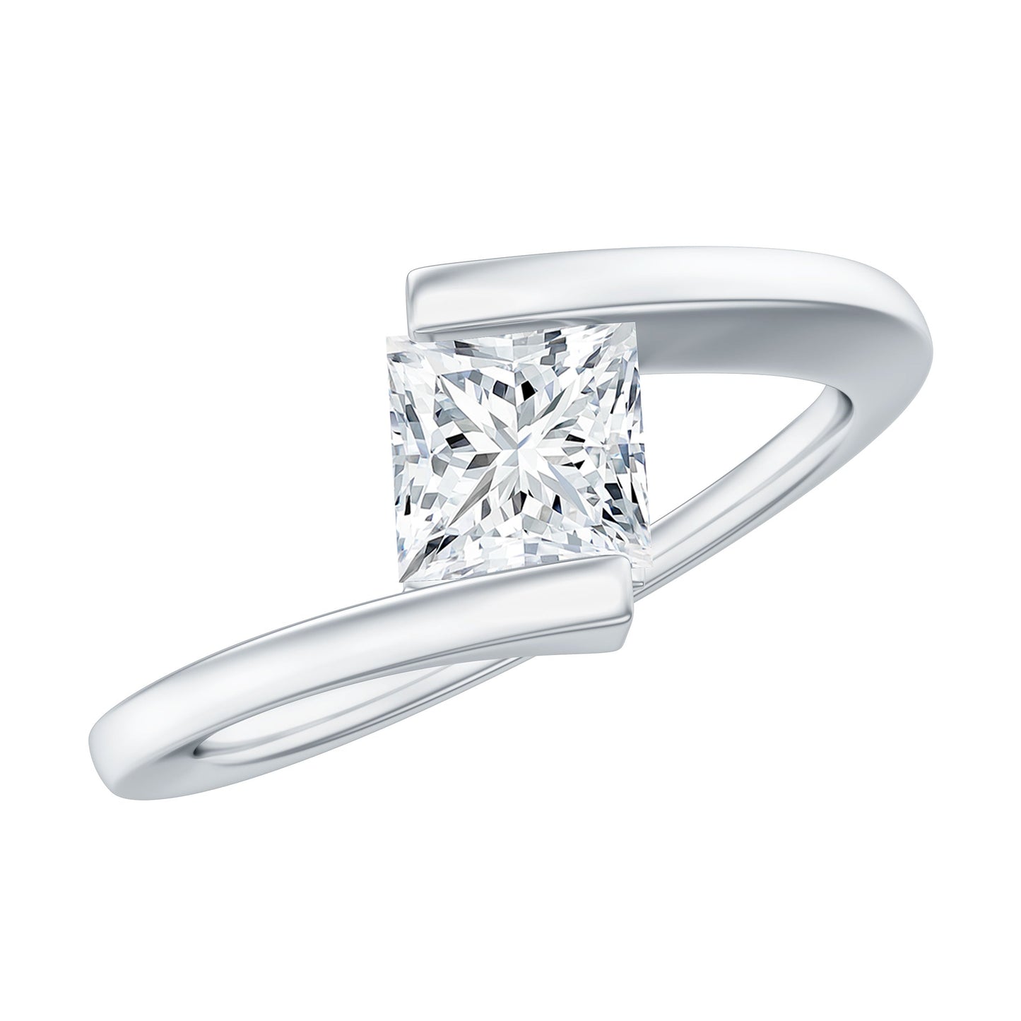 5 mm Princess Cut Lab Grown Diamond Ring With Tension Setting