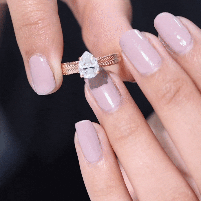 6X8 mm Pear Lab Created Diamond Filigree Engagement Ring