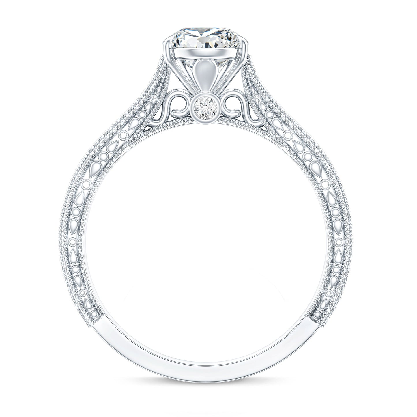6X8 mm Pear Lab Created Diamond Filigree Engagement Ring