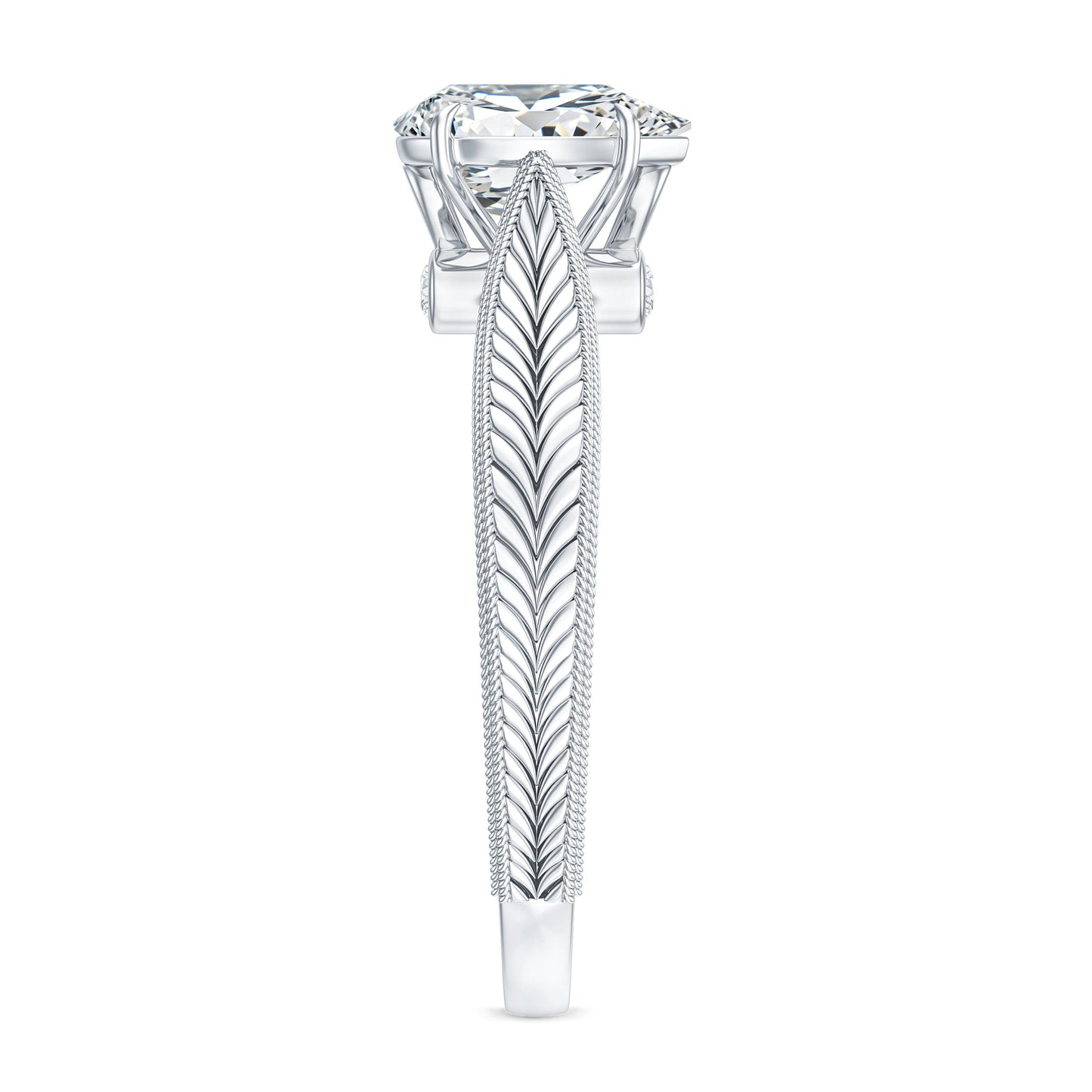 6X8 mm Pear Lab Created Diamond Filigree Engagement Ring